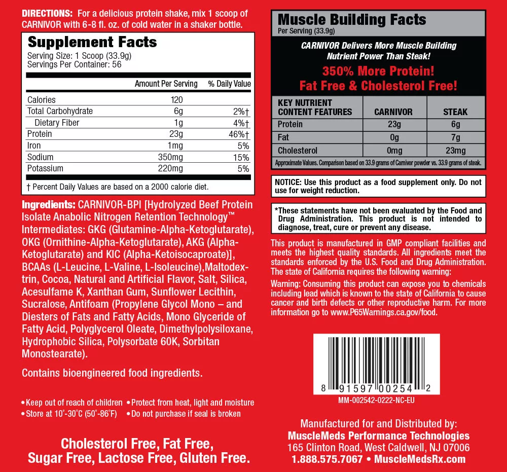 MuscleMeds Carnivor Chocolate 56 serviri 2
