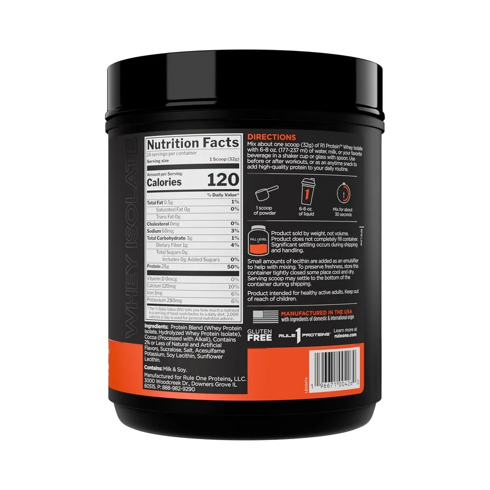 Rule 1 R1 Whey Isolate 14 serviri Chocolate Fudge 2