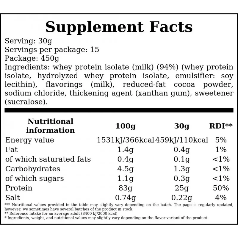 Optimum Nutrition Gold Standard Isolate 450g Chocolate 2