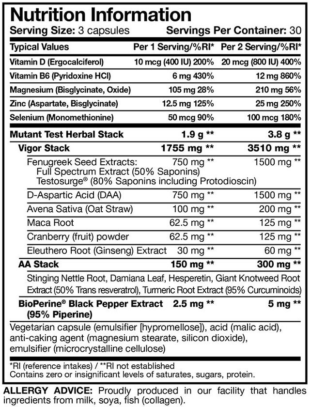 Mutant Test 90 vcaps 2
