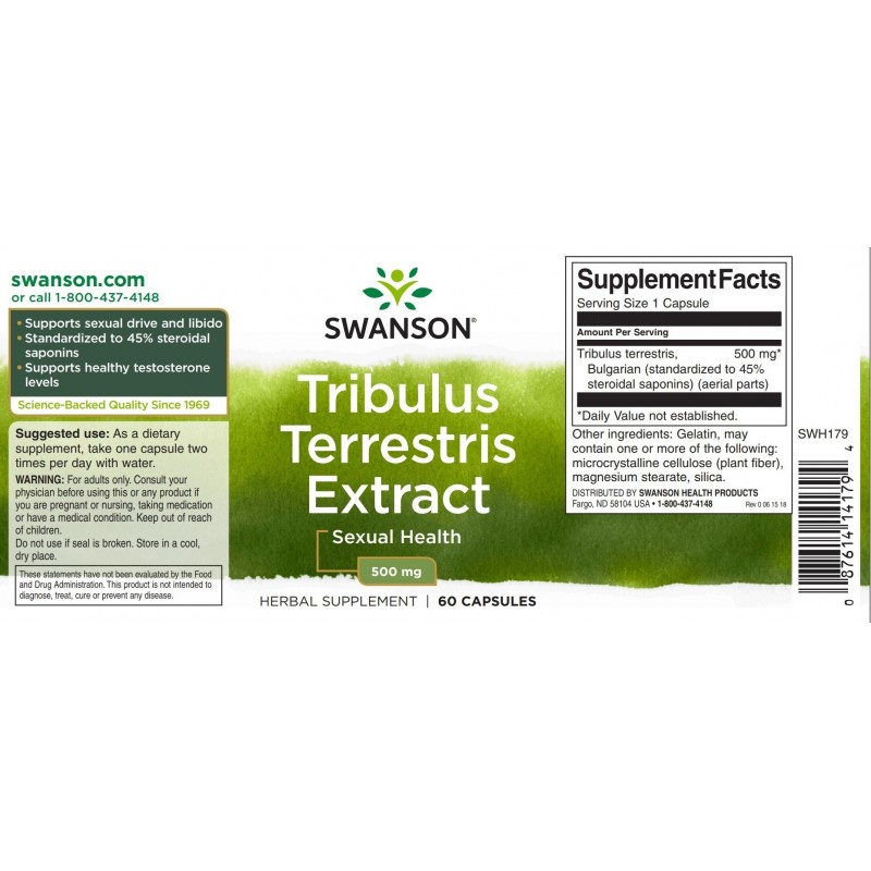 Swanson Tribulus Terrestris Extract 500mg 60 capsule 2