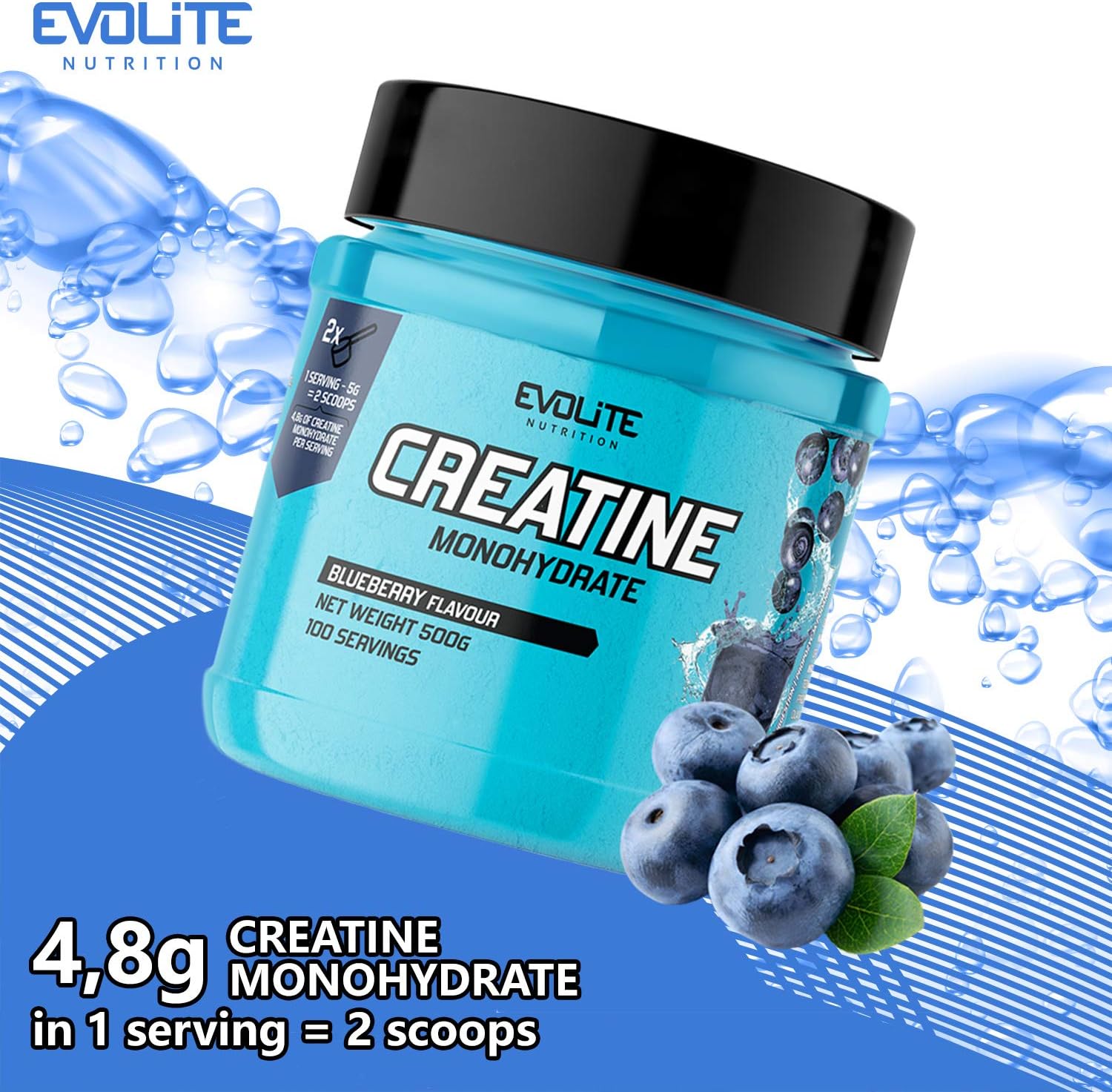 Evolite Creatine Monohydrate Blueberry 500g 2