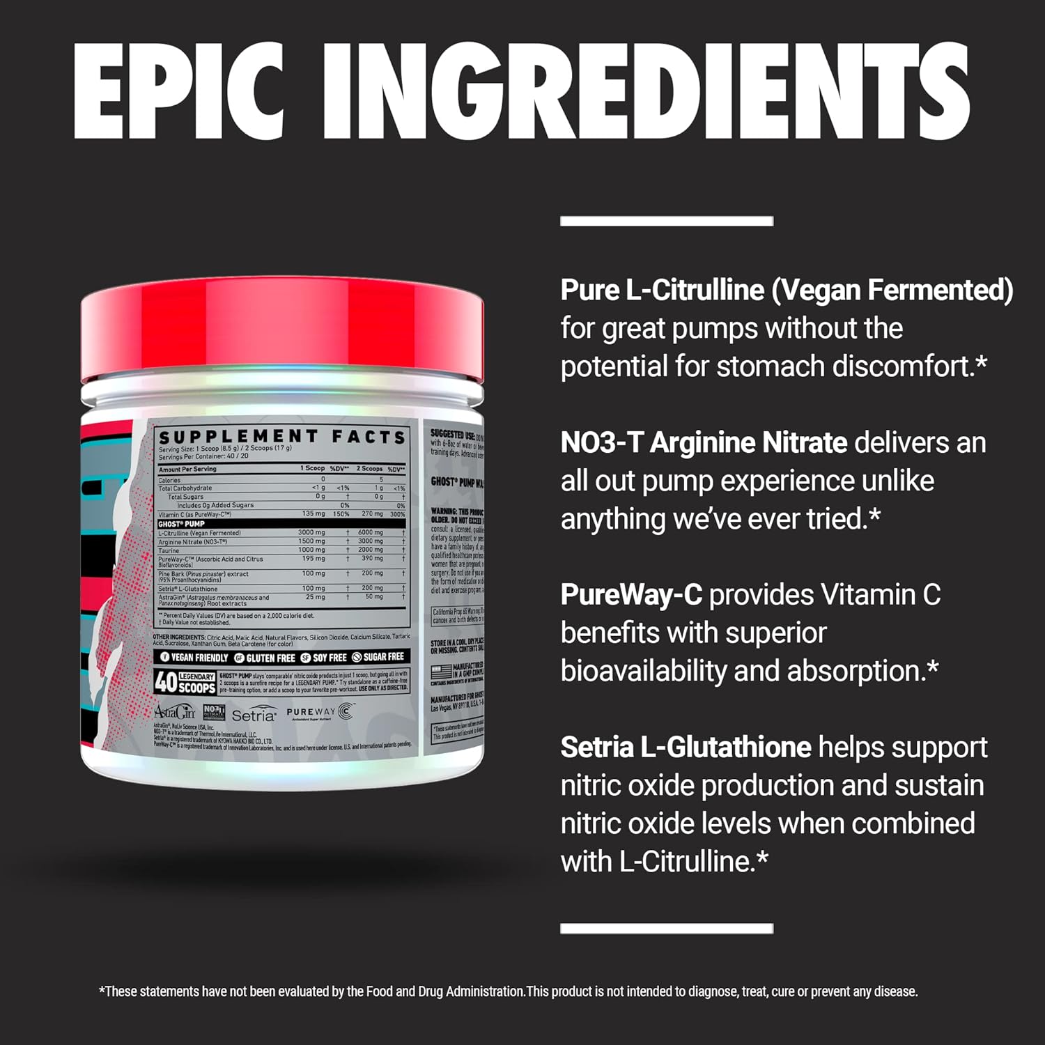 Ghost Pump Nitric Oxide 40 serviri Peach Stim Free 2