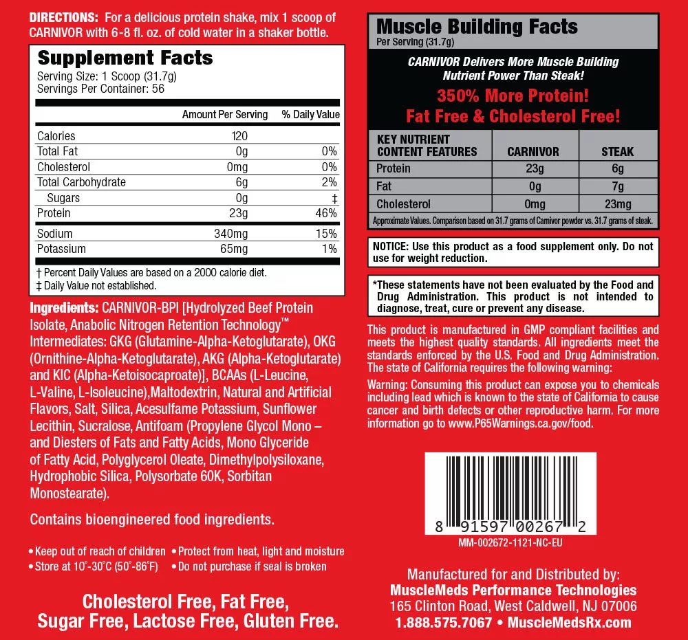 MuscleMeds Carnivor Vanila Caramel 56 serviri 2