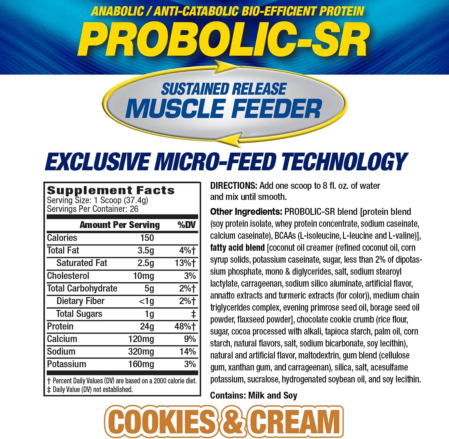 MHP Probolic-SR Muscle Feeder Cookies Cream 26 serviri 2