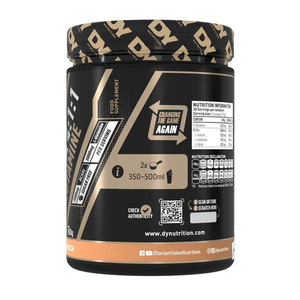 Dorian Yates Hit BCAA 4:1:1+ Glutamine Peach 450g 2