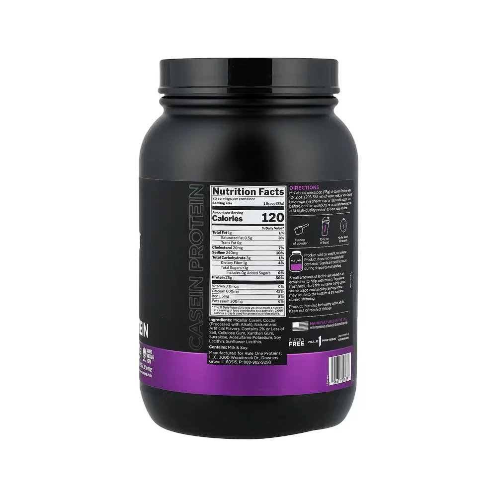 Rule 1 Casein Protein 910g Chocolate Fudge 2